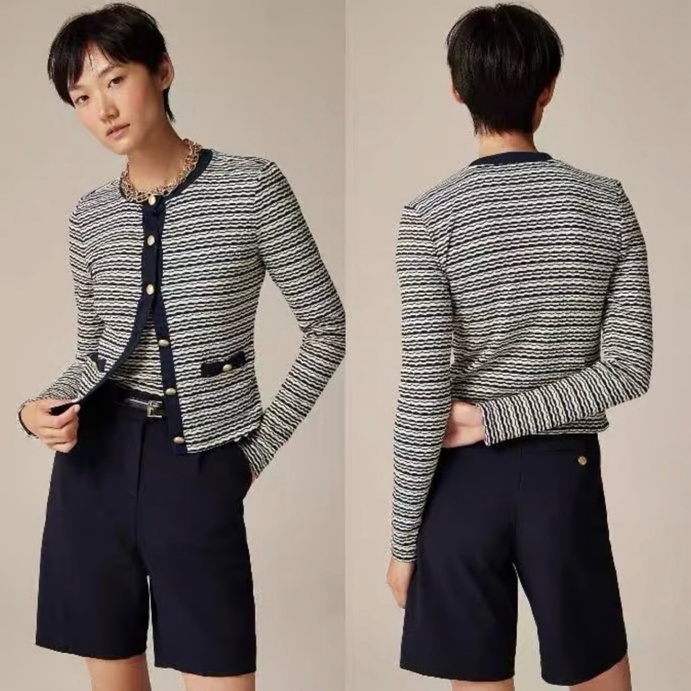 J.Crew Shrunken cardigan in jacquard cotton blend, Size S